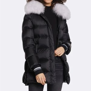 Dawn Levy down coat with fur collar removable, color black